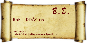 Baki Diána névjegykártya