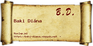 Baki Diána névjegykártya